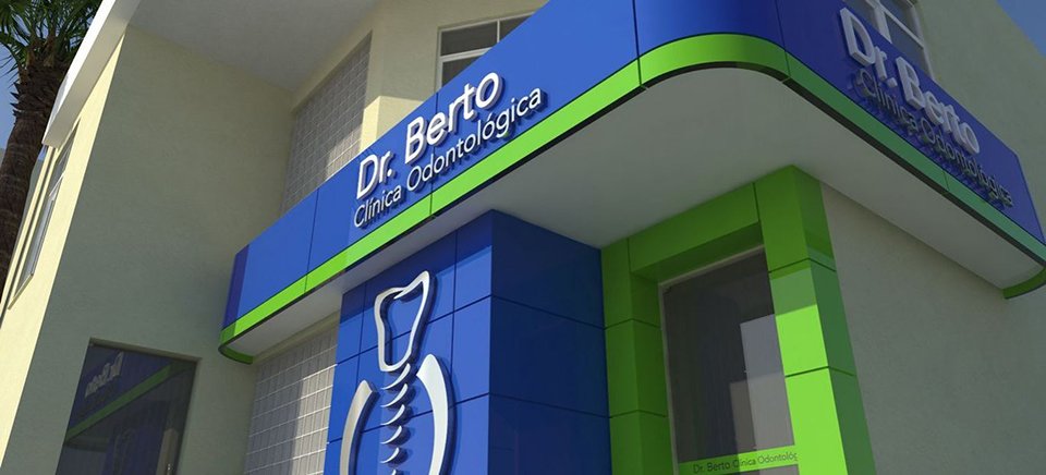 Fachada em ACM Azul dentista