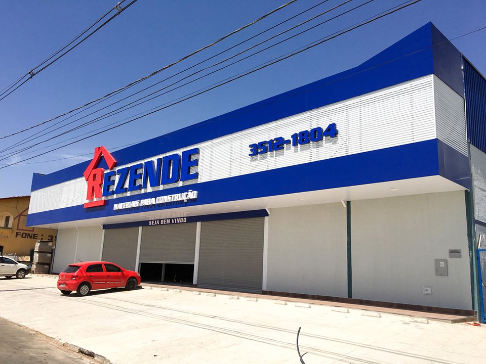 Fachada em ACM Azul construcao